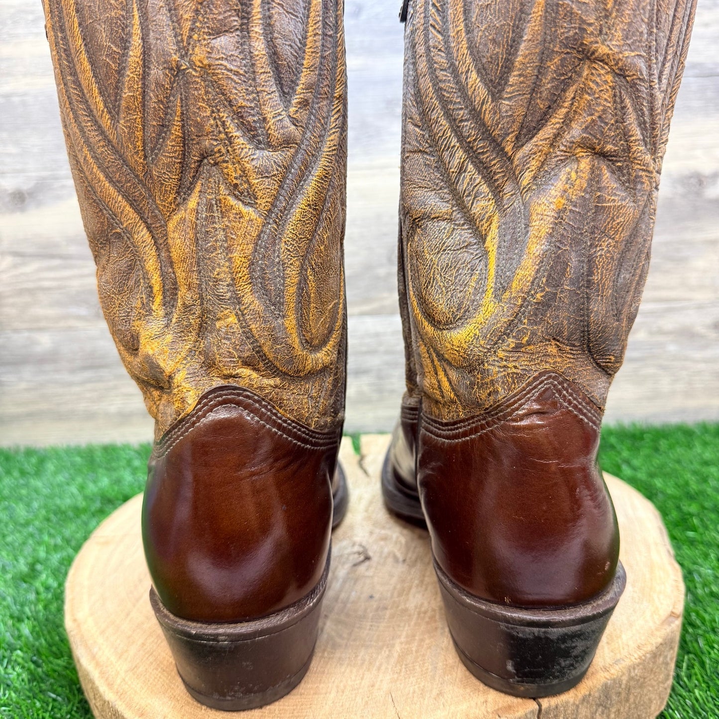 Unknown Men - Size 10D - Vintage Brown Whipstitch Cowboy Boots