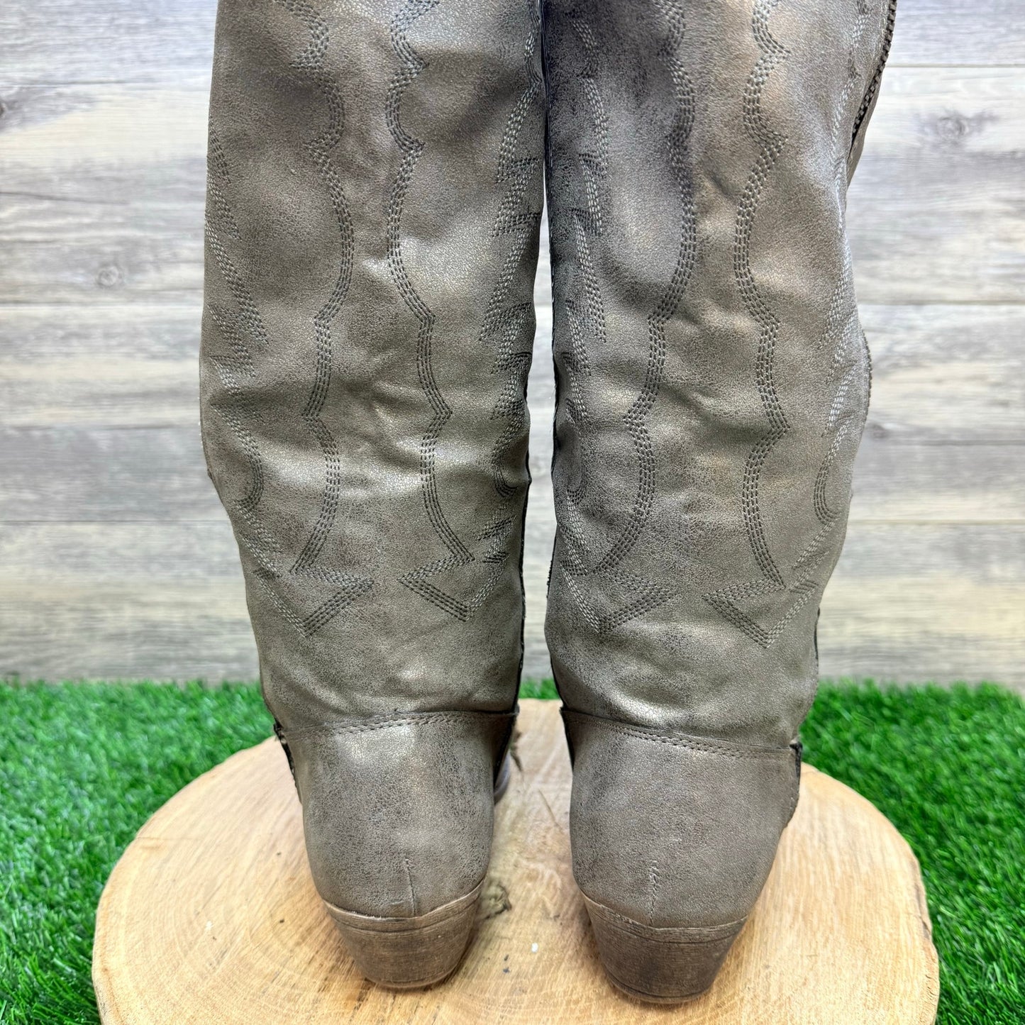 Rampage Women - Size 7.5 - Metallic Faux Leather Tall Cowboy Boots Telula