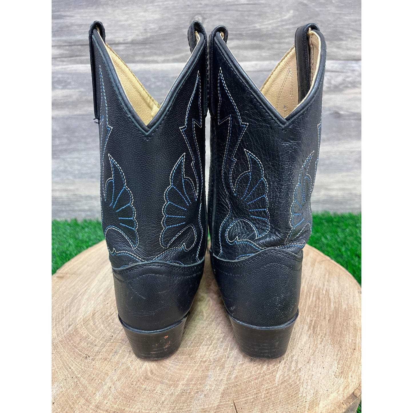 Masterson Youth - Size 1D - Black/Blue Cowboy Boots Style RB2001C