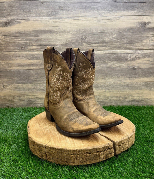 Dan Post Youth - Size 4D - Brown Soft Leather Cowboy Boots Style DPC3213