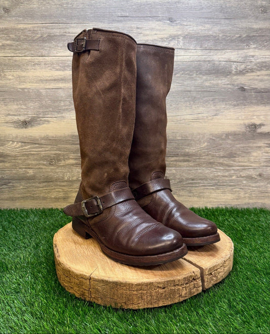 Frye Women - Size 9B - Dark Brown Suede Riding Boots Style 76607