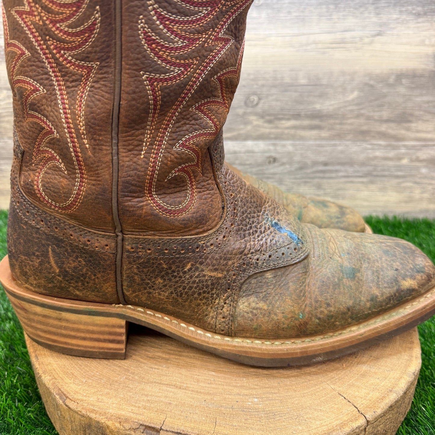 Ariat Men - Size 13D - Brown/Red Square Toe Western Cowboy Boots Style 10012788