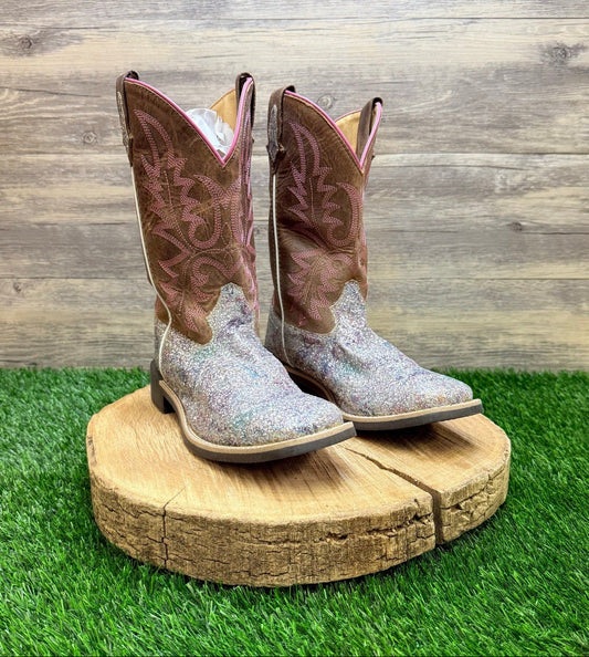 Smoky Mountain Youth - Size 5R - Tan Glitter Square Toe Cowboy Boots 3250Y