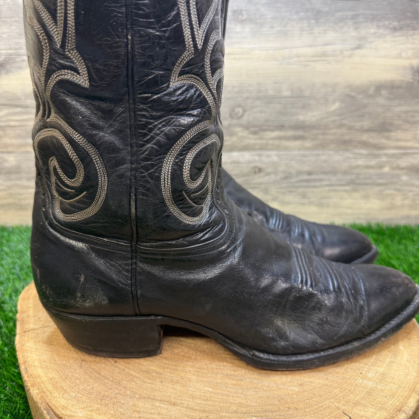 Hondo Boots Men - Size 10D - Vintage Black Western Cowboy Boots Style 90544