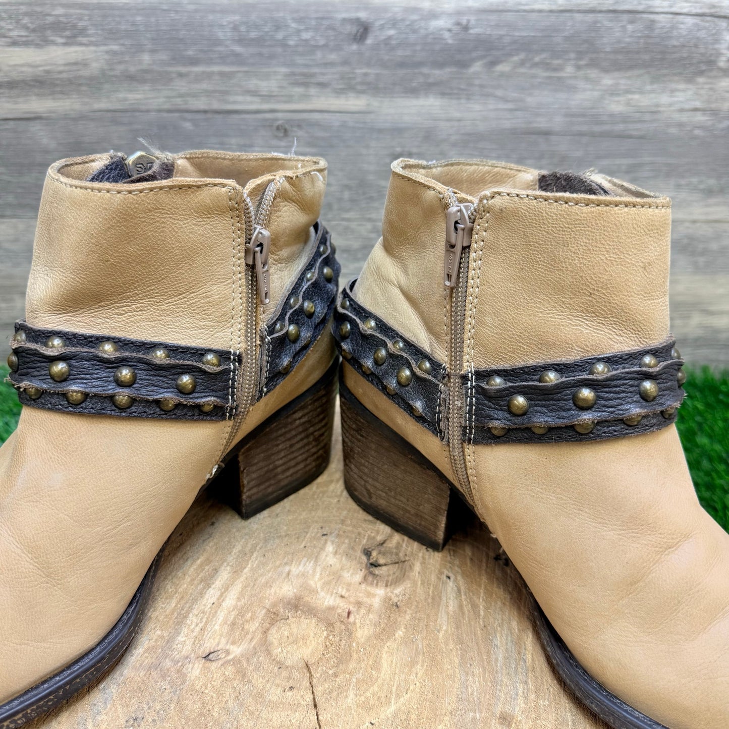 OTBT Women - Size 9.5 - Tan Studded Ankle Boots Emery