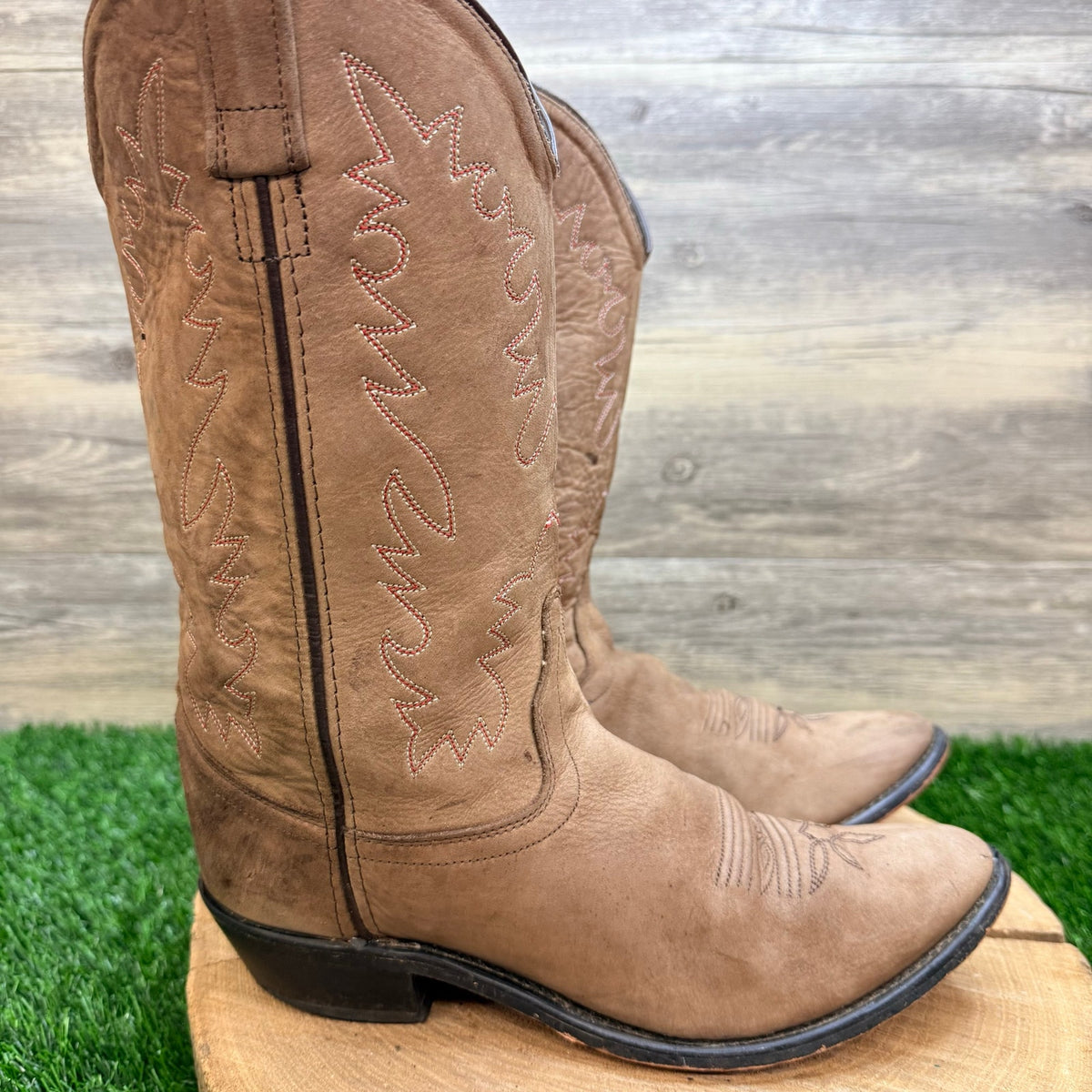 Old West Women - Size 9 - Tan Suede Western Cowboy Boots SCL7014