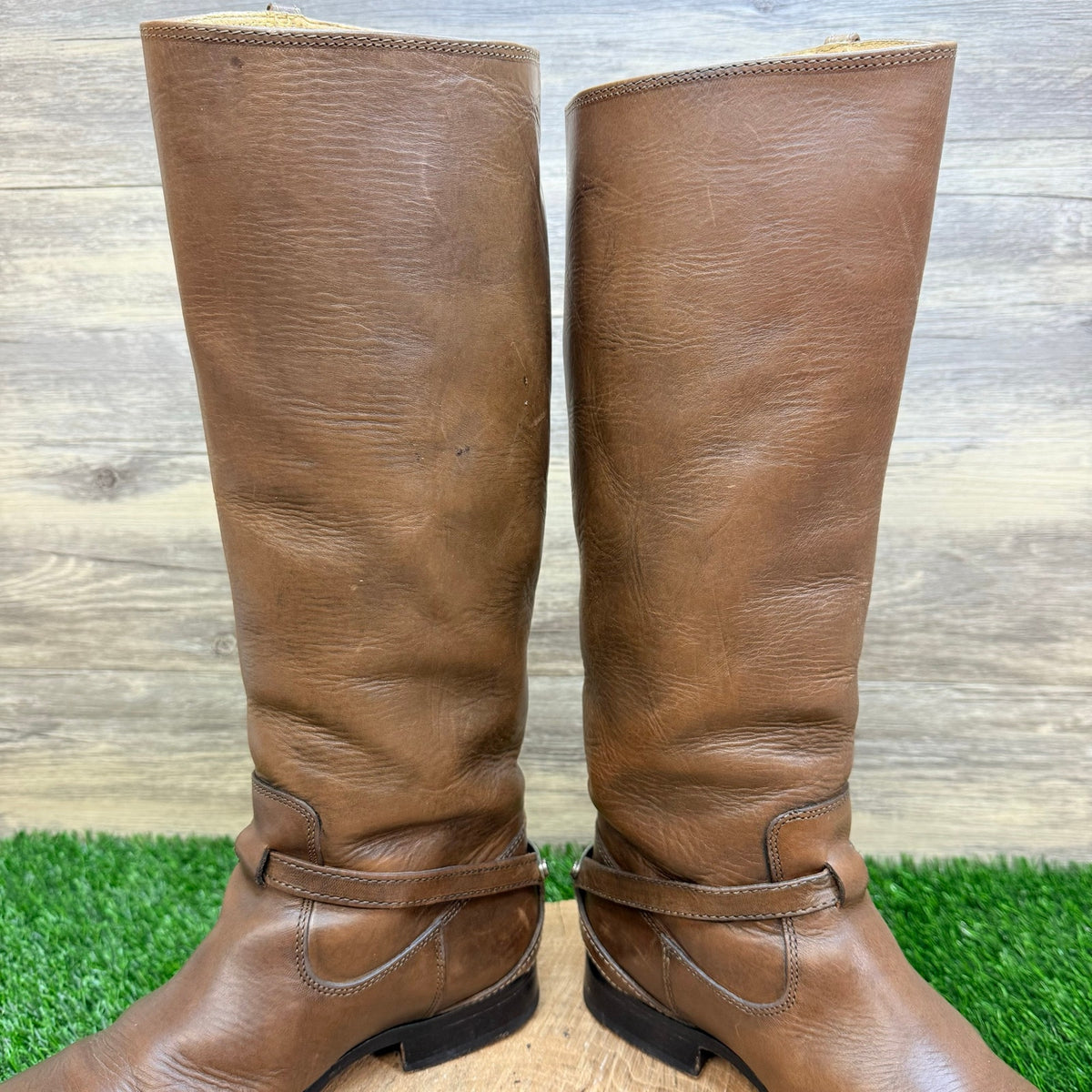Frye Women - Size 7B - Brown Lindsay Plate Riding Boots 76976