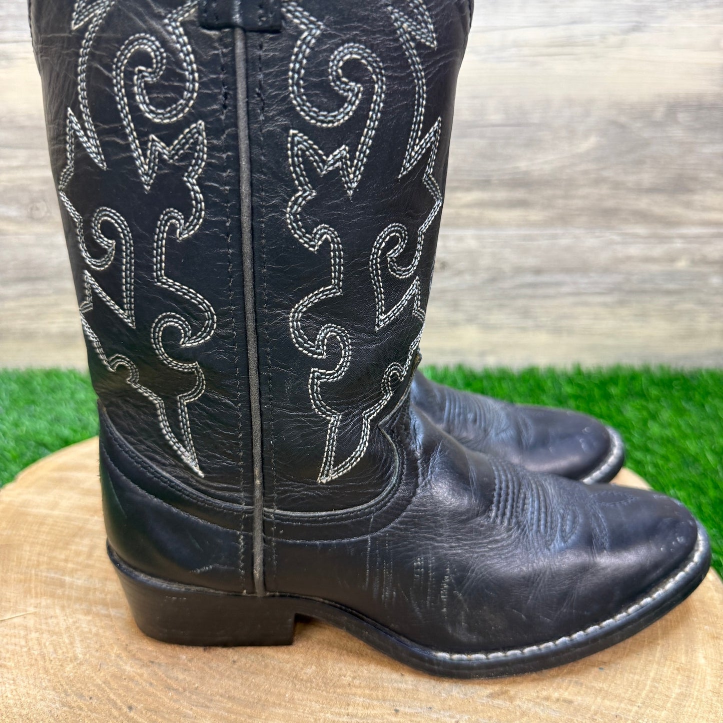 Justin Youth - Size 1.5D - Black Western Cowboy Boots Style 6001Y