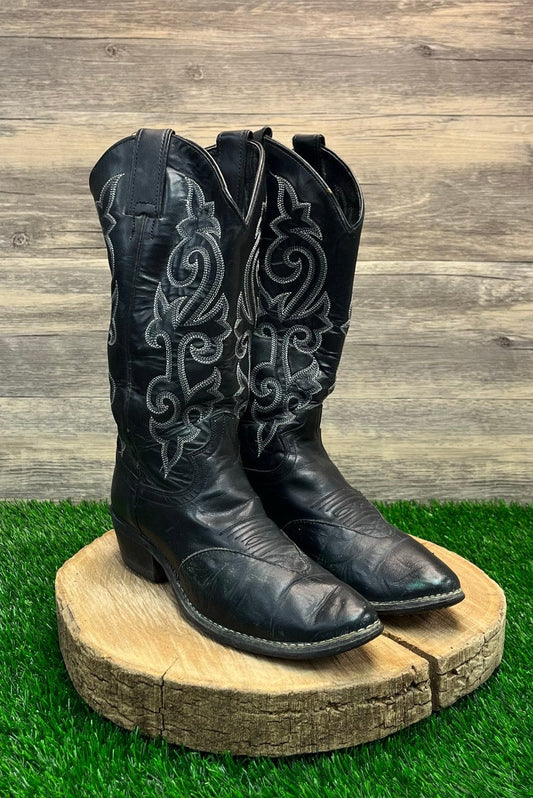 Justin Men - Size 7D - Black Cowboy Boots Style 1409