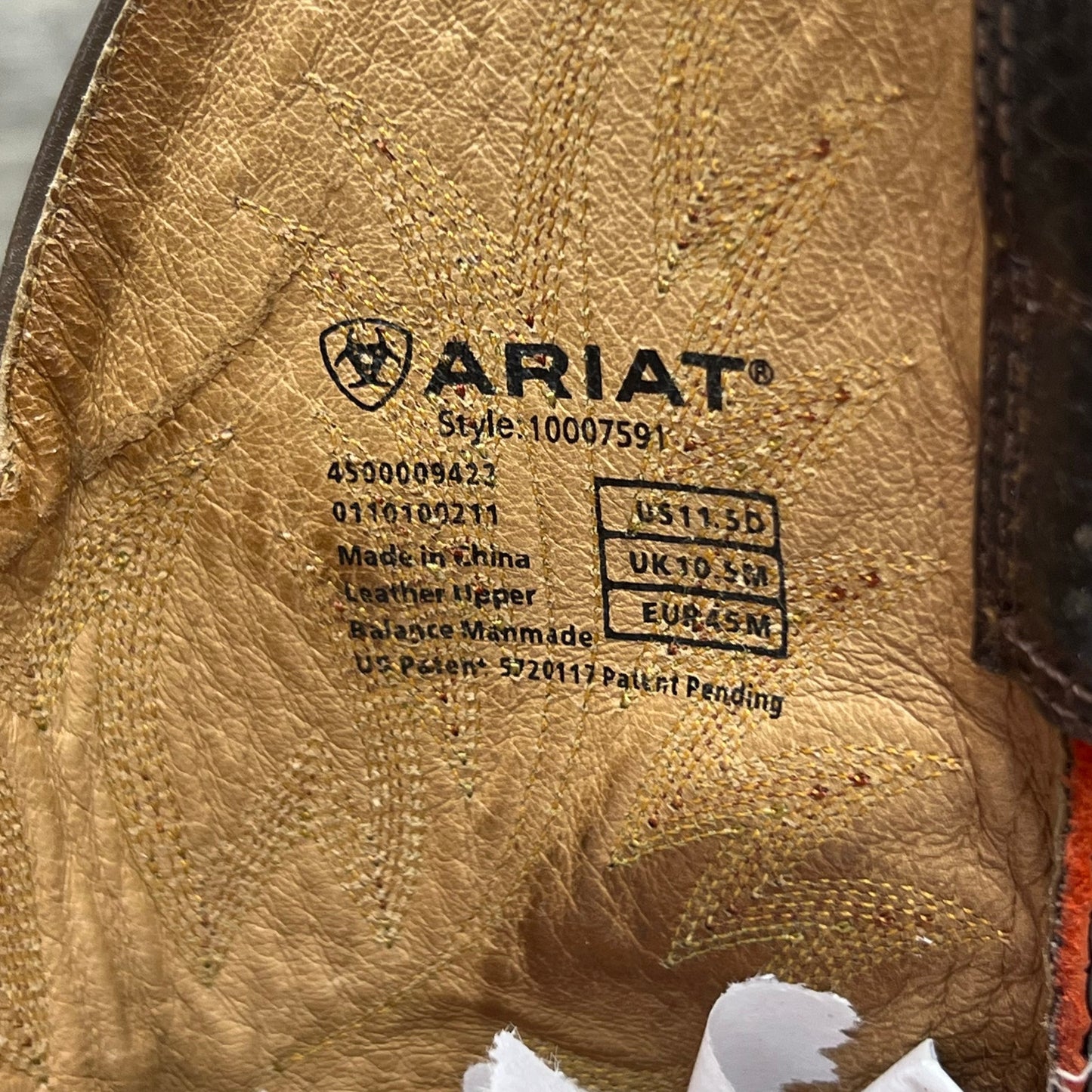 Ariat Men - Size 11.5D - Dark Brown / Red Round Toe Cowboy Boots 10007591