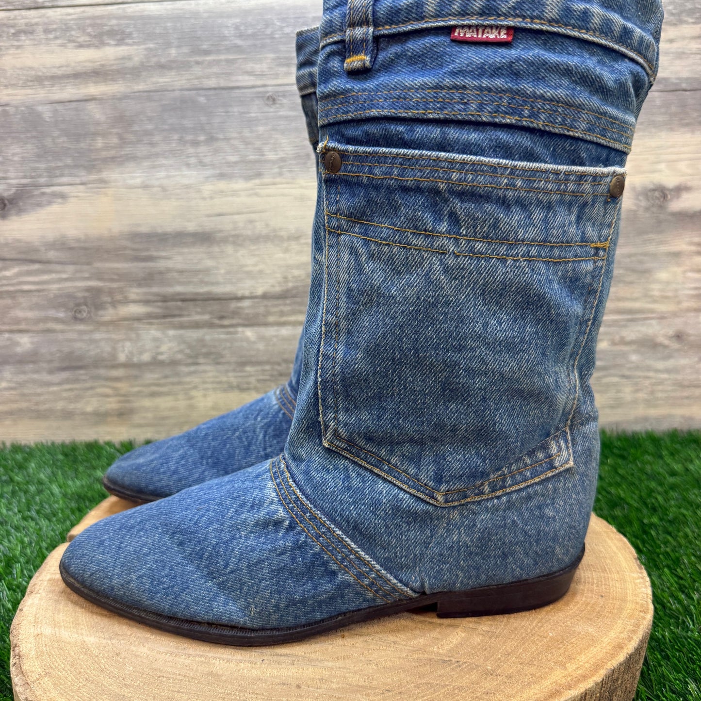 Azamra Women - Size 8M - Vintage 80s Blue Jean Israel Made Boots