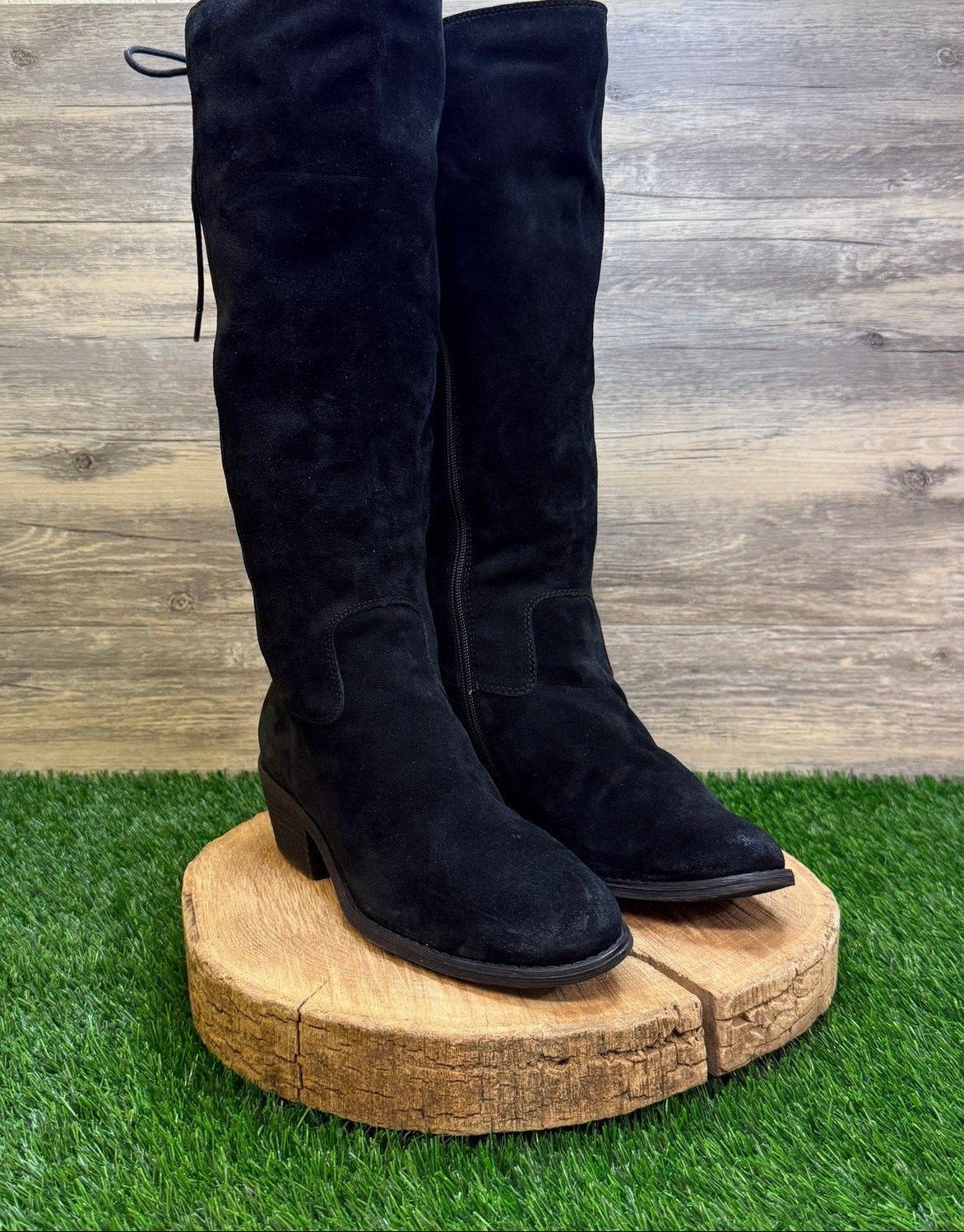 Sofft Women - Size 9.5M - Black Suede Laced Tall Boots Style 34221