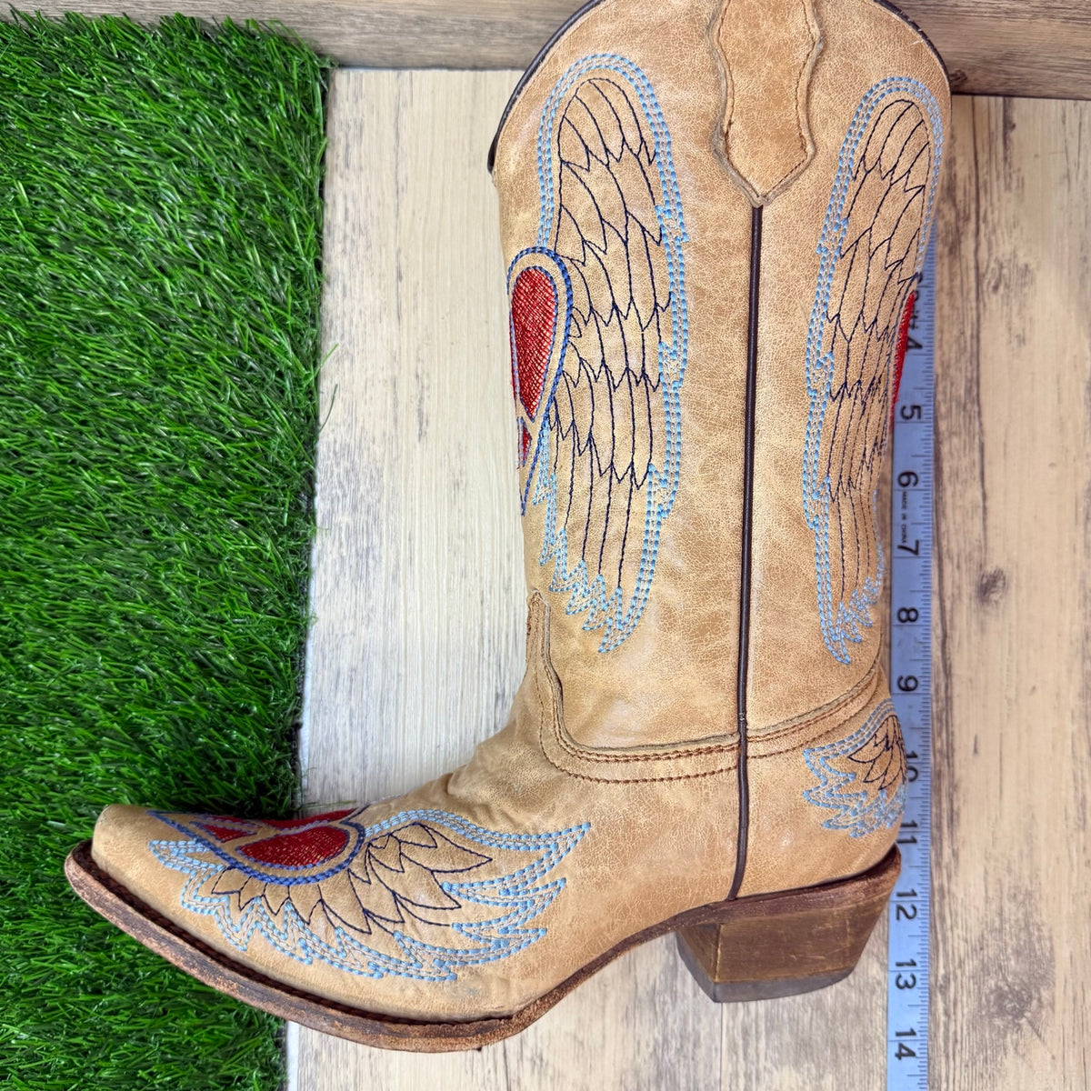 Corral Teen Youth / Women - Size 6 / Size 8 - Heart Wings Cowboy Boots A1031