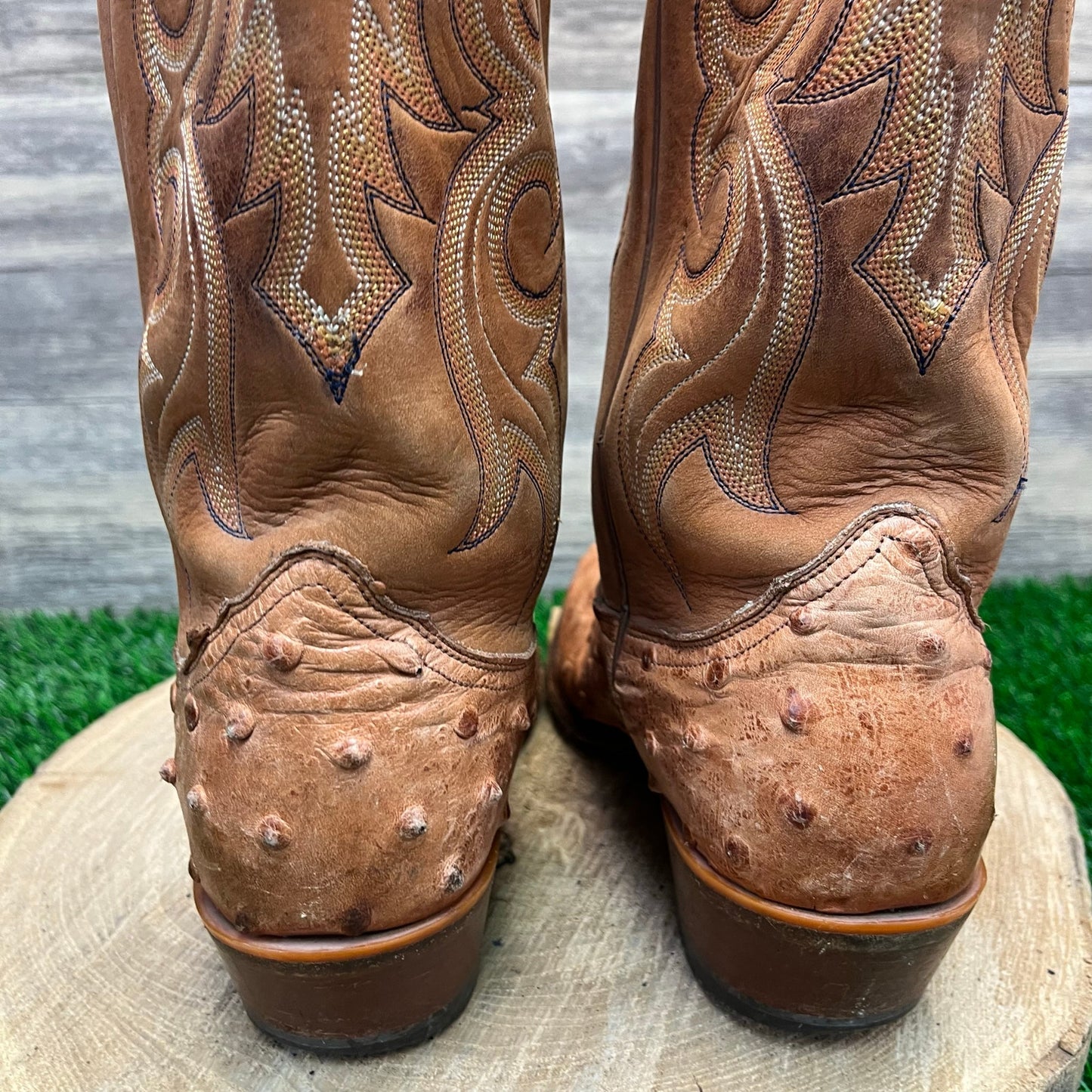 Nocona Men - Size 8.5D - Cognac Ostrich Cowboy Boots Style NB2103