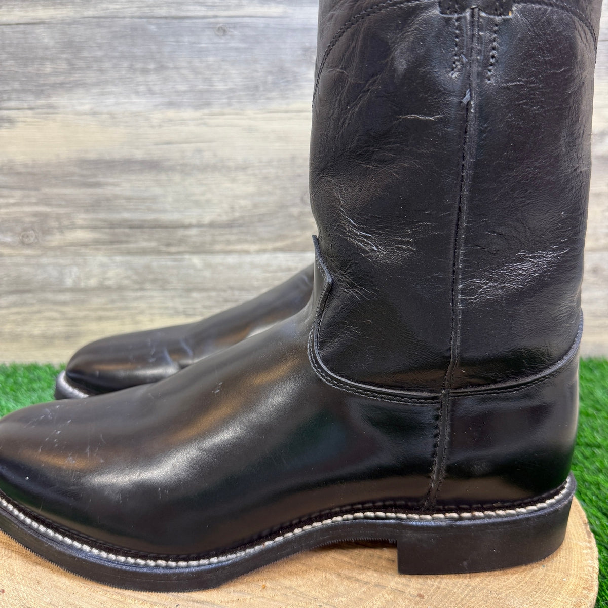 Justin Men - Size 12B - Black Roper Western Cowboy Boots Style 3170
