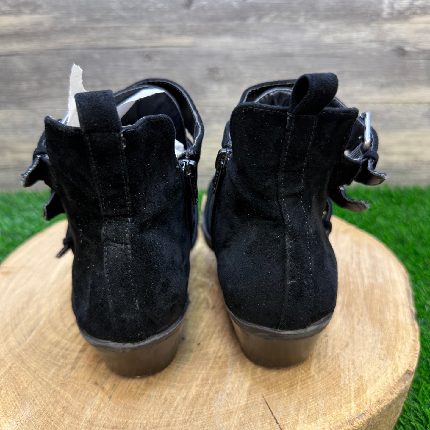 Universal Thread Women - Size 10 - Black Faux Suede Ankle Buckle Boots