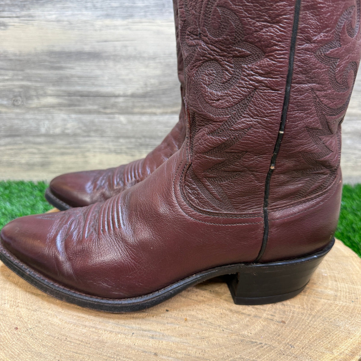 Dan Post Men - Size 8.5D - Vintage Burgundy Nappa Western Cowboy Boots 16773