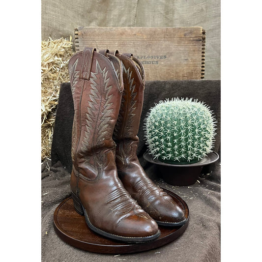 Dan Post Men - Size 7 - Vintage Brown Cowboy Boots Style 6414
