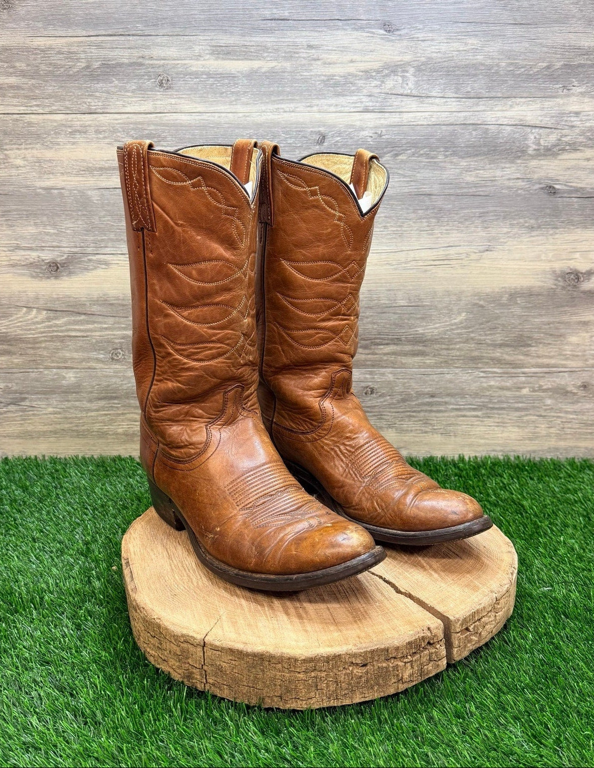 Dan Post Men - Size 9.5D - Vintage Tan Western Cowboy Boots 6813