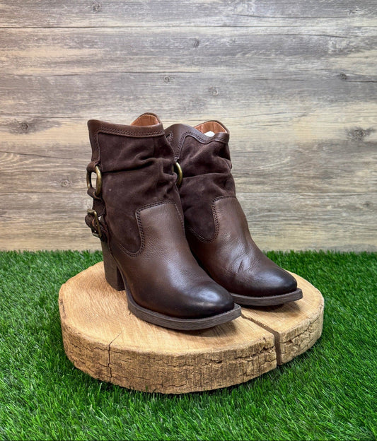 Lucky Brand Women - Size 9M - Dark Brown Suede Harness Ankle Boots