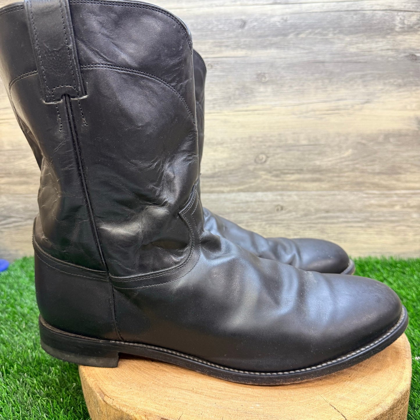 Justin Women - Size 14EE - Black Roper Western Cowboy Boots 3133