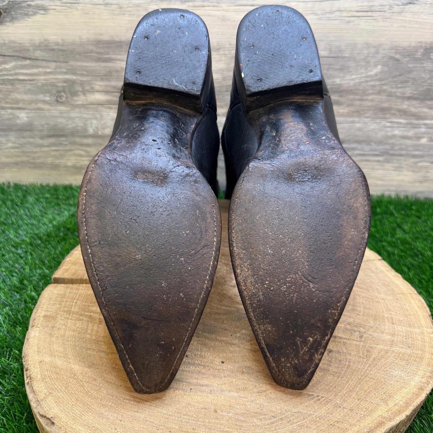 Zodiac Men - Size 9 - Vintage Black Snip Toe Western Cowboy Boots Style E221