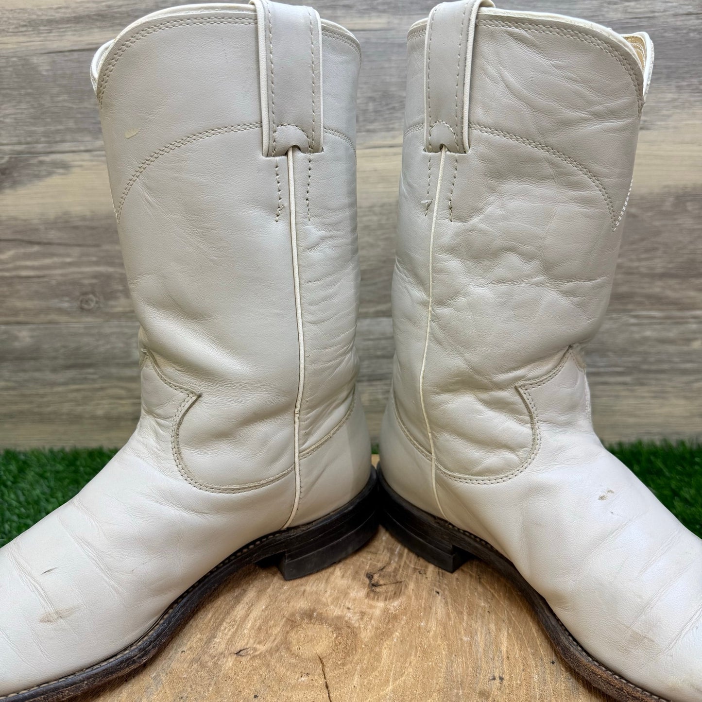 Justin Women - Size 6.5C - Vintage Beige Roper Western Cowboy Boots Style L3713