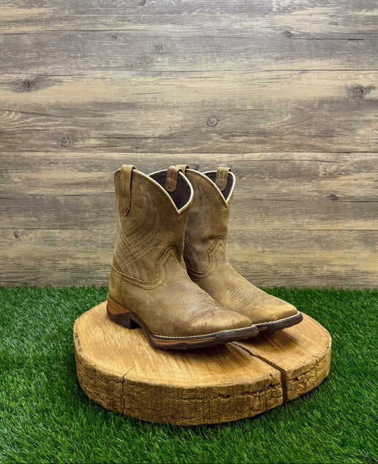 Ariat Youth - Size 2 - Tan Wiggle Room Square Toe Cowboy Boots Style 10035778