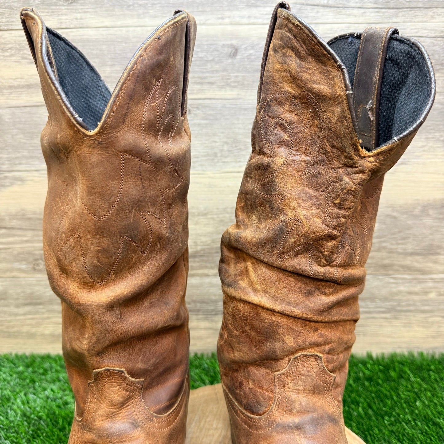 Durango Men - Size 11D - Vintage Brown Slouch Cowboy Boots SW542
