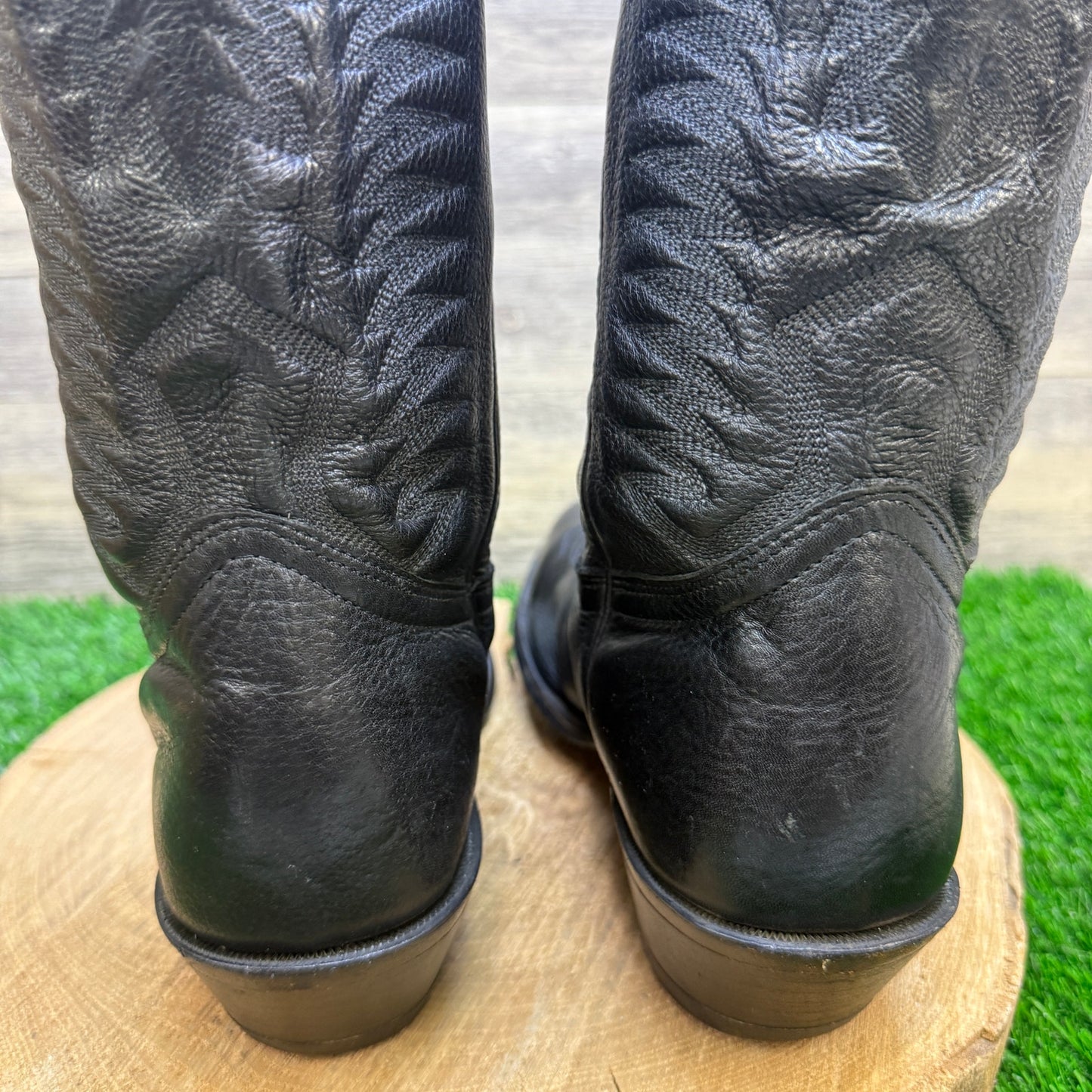 Boulet Men - Size 9.5E - Black Deer Leather Cowboy Boots Style 9502
