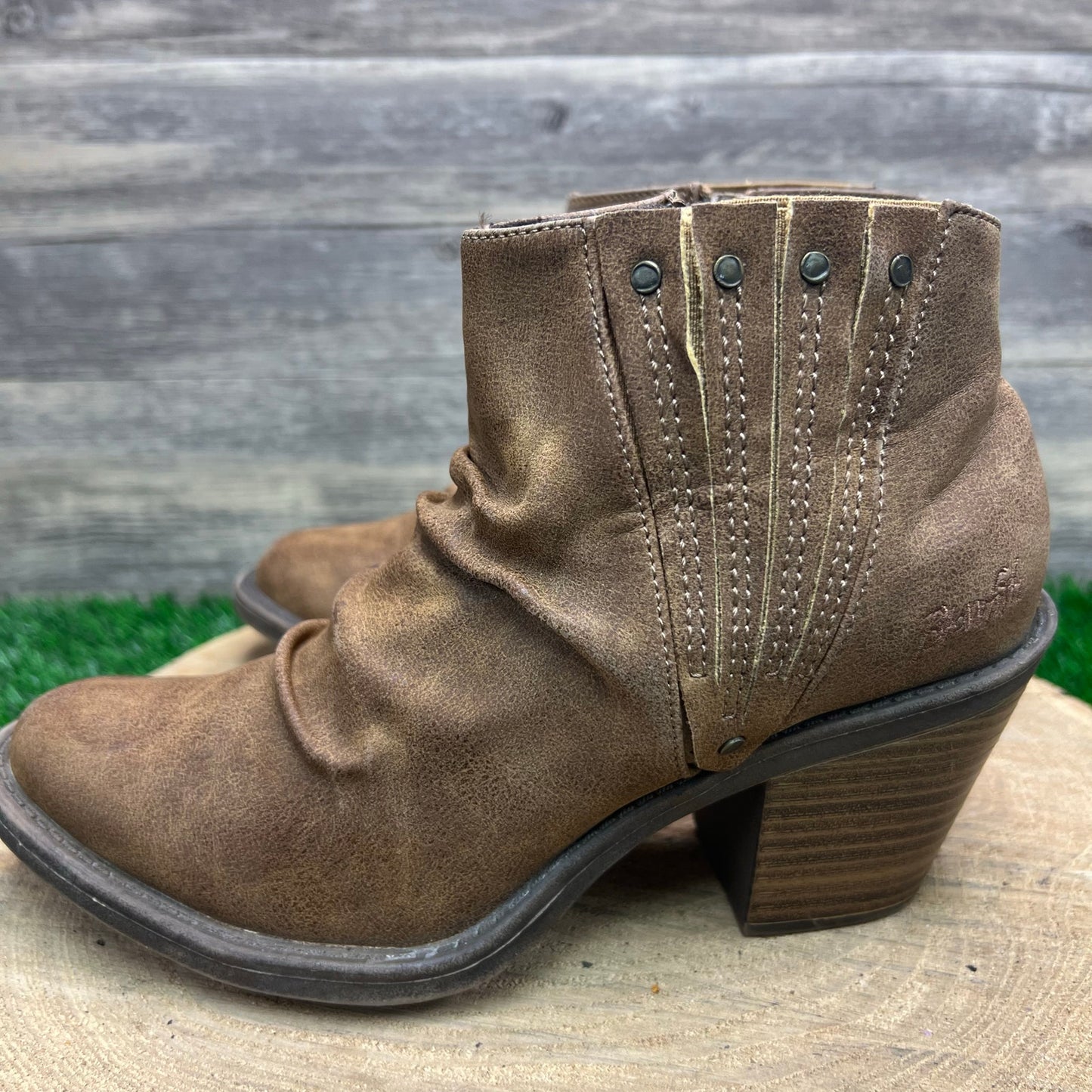 Blowfish Women - Size 8 - Brown Malibu Vegan Zipper Ankle Boots