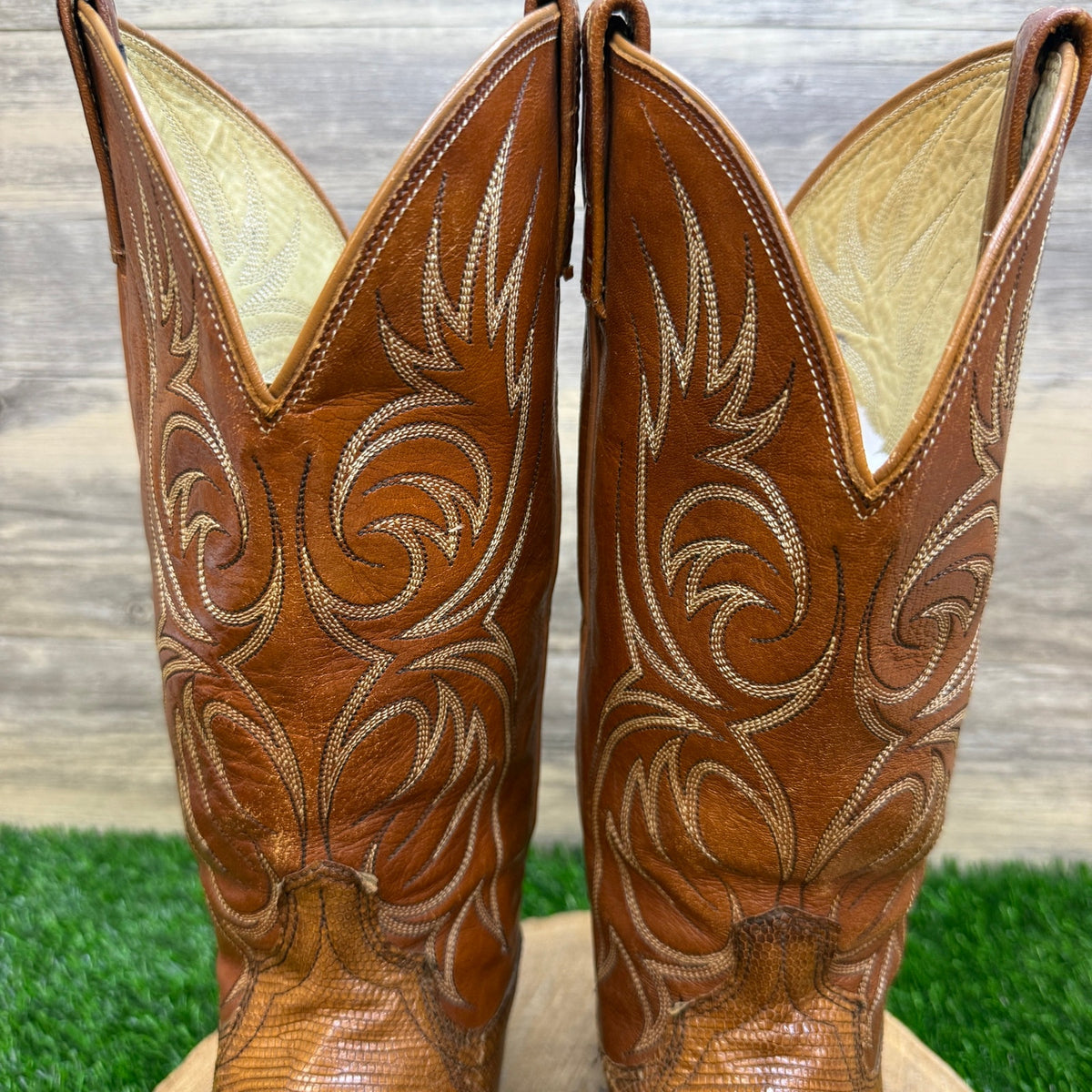 Dan Post Men - Size 9D - Vintage Golden Sand Lizard Western Cowboy Boots 77134