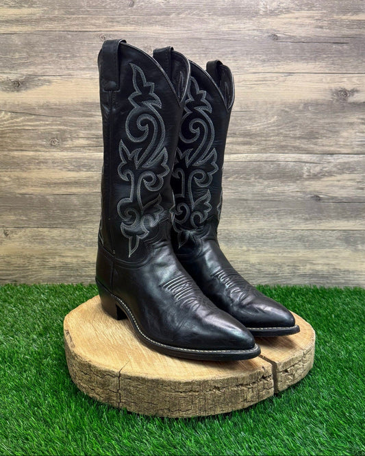 Justin Men - Size 8.5EE - Black Stitched Cowboy Boots Style 1408