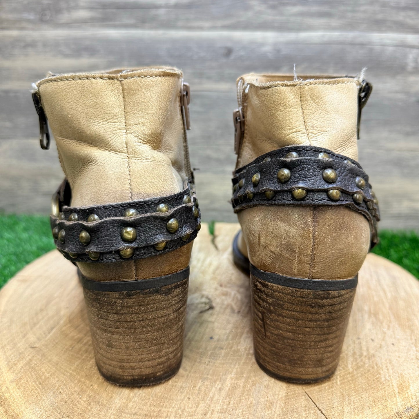 OTBT Women - Size 9.5 - Tan Studded Ankle Boots Emery