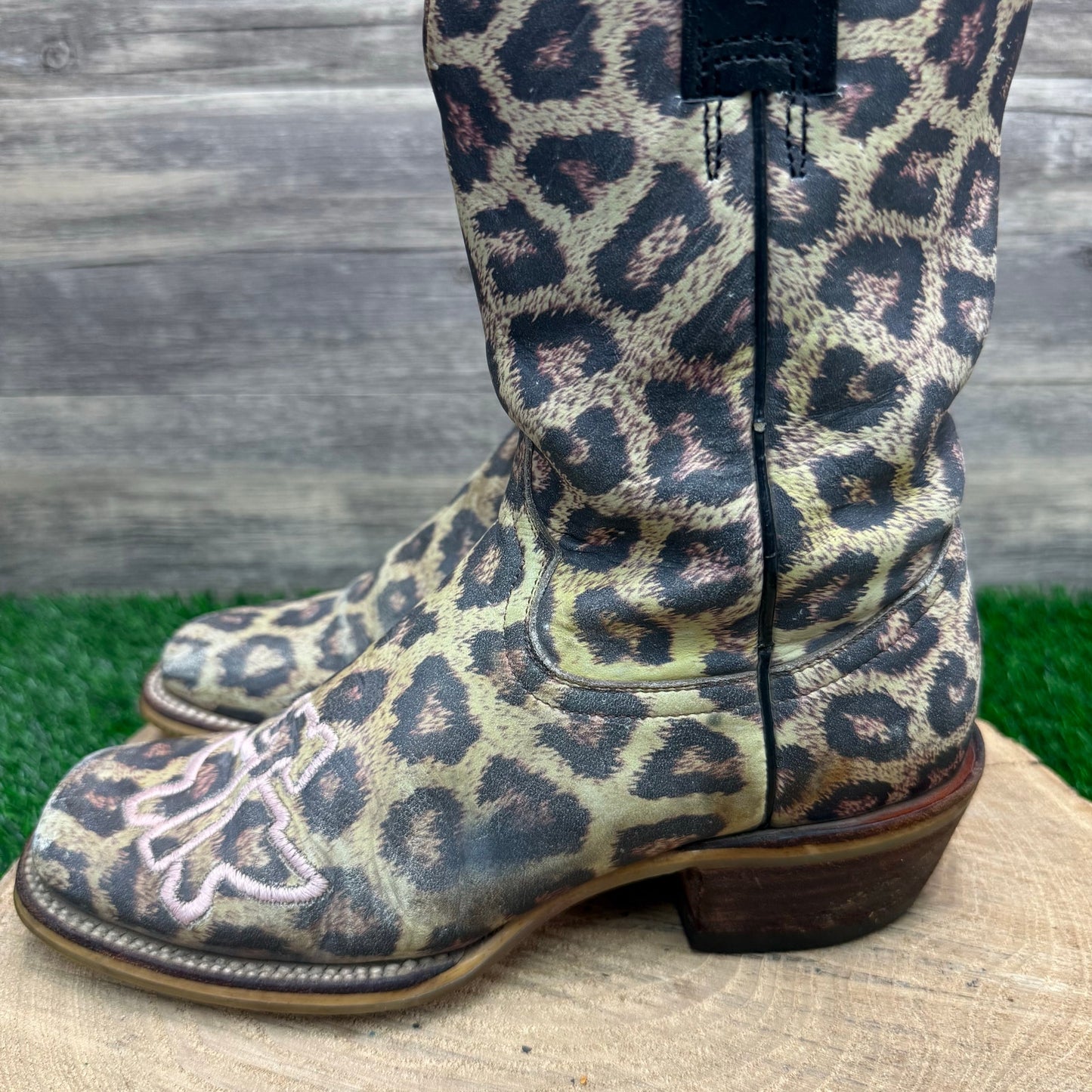Tin Haul Co. Women - Size 6.5 - Cheetah Print Square Toe Cowboy Boots Style Gals