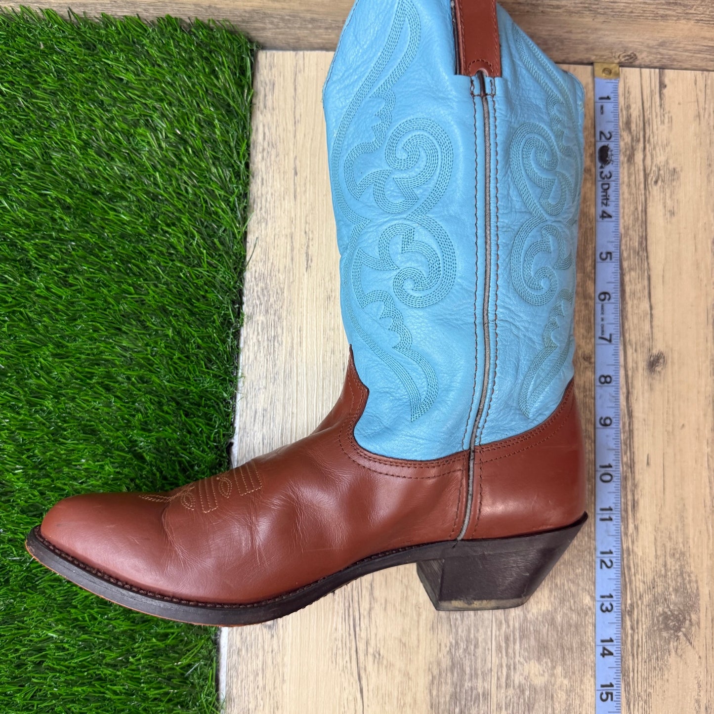 Road Wolf Women - Size 8.5M - Brown/Blue  Western Cowboy Boots Style WW570