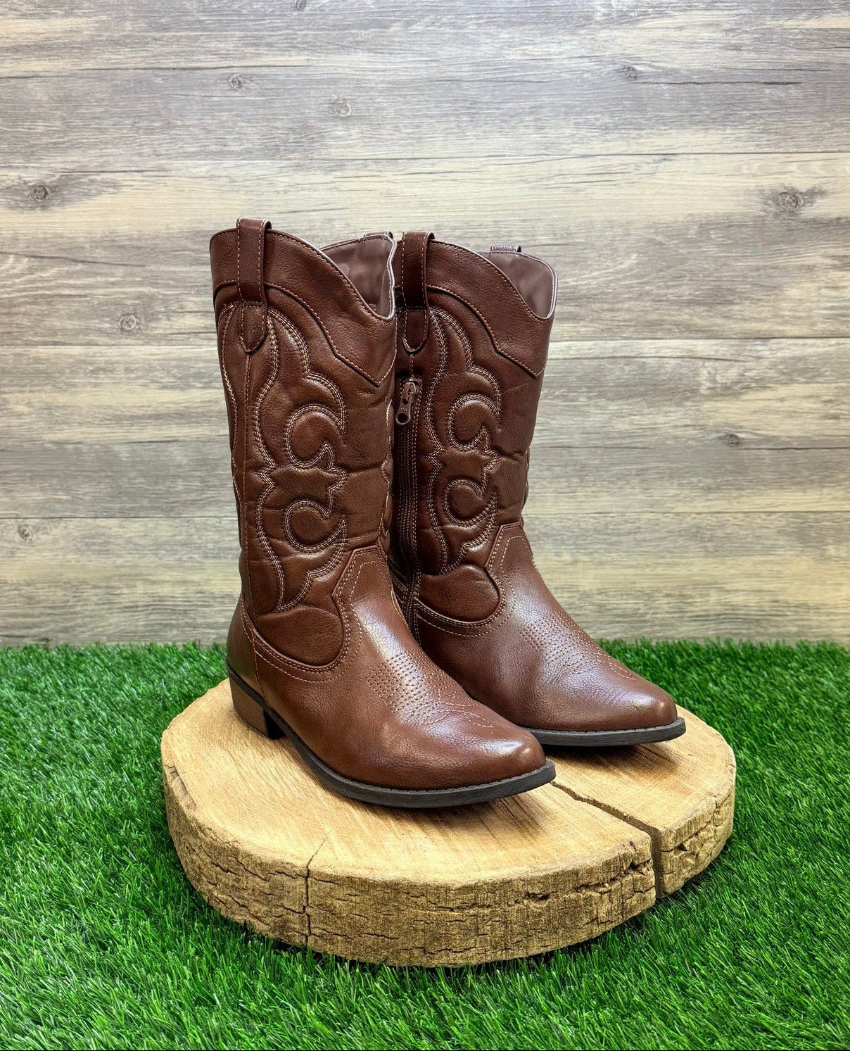 Cat & Jack Youth - Size 5 - Brown Zipper Cowboy Boots