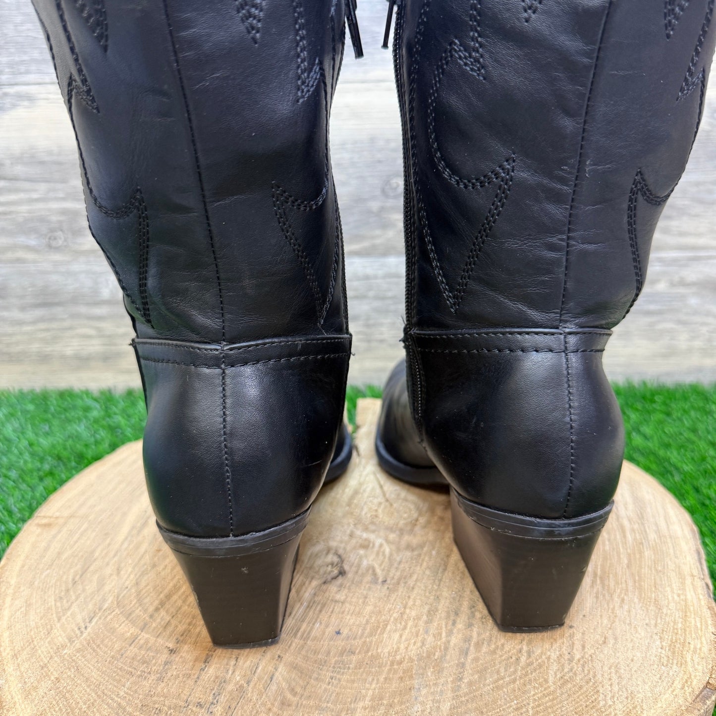 Madden NYC Women - Size 7.5 - Black Faux Leather Zipper Tall Boots Style 25193