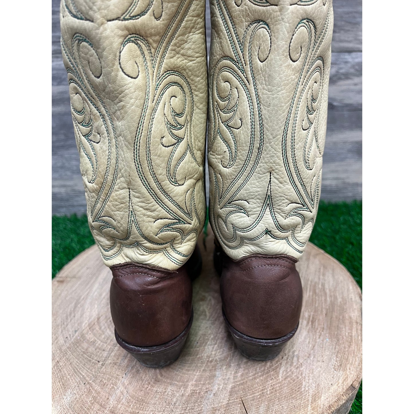 Unknown Women - Size 5.5M - Vintage Brown/Cream Cowboy Boots Style 0764