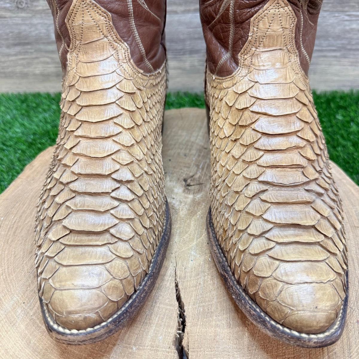 Nocona Men - Size 12B - Tan / Brown Python Snake Western Cowboy Boots 2717C