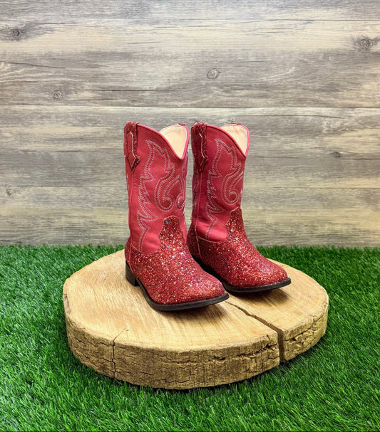 Unknown Youth - Size 10 - Red Glitter Cowboy Boots