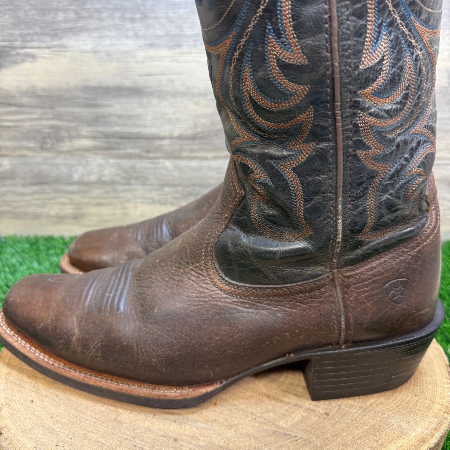 Ariat Men - Size 11.5D - Black/Brown Square Toe Western Cowboy Boots 10015314