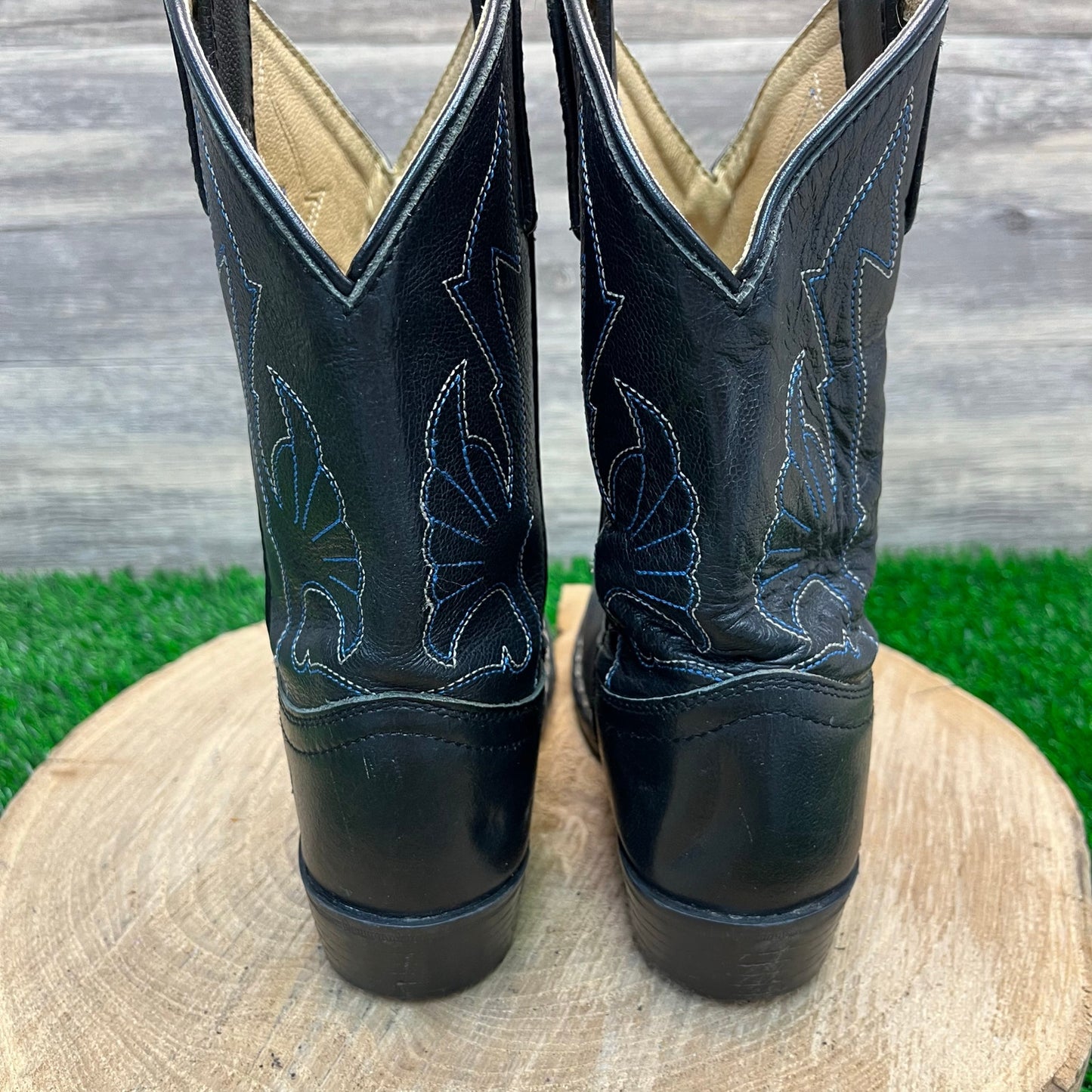 Masterson Youth - Size 2M - Black/Blue Cowboy Boots Style RB2001C