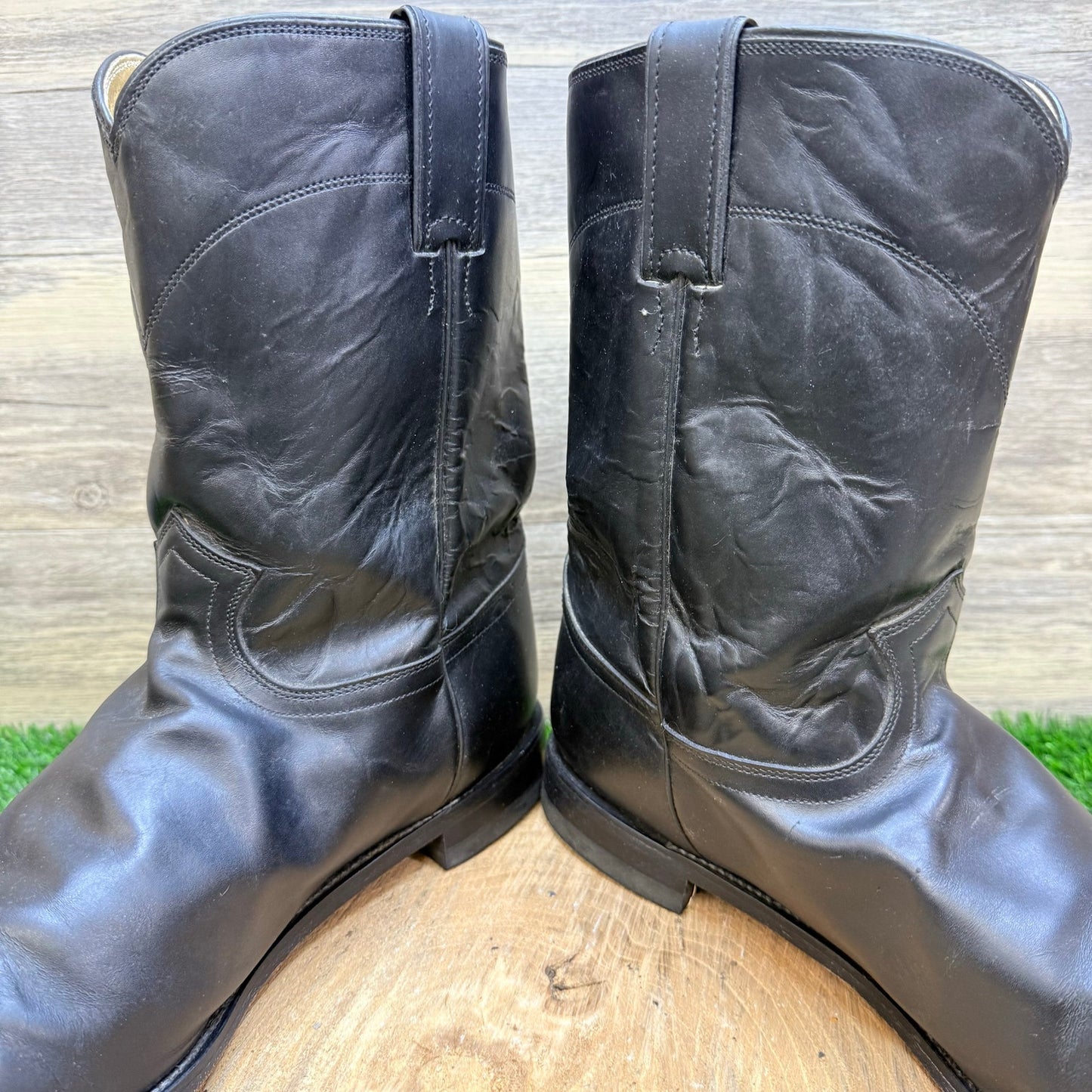 Justin Women - Size 14EE - Black Roper Western Cowboy Boots 3133