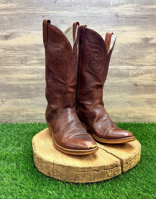 Acme Men - Size 8.5D - Vintage Brown Dingo Cowboy Boots 72943