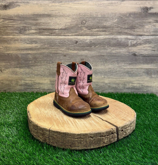 John Deere Youth - Size 6M - Pink/Brown Cowboy Boots