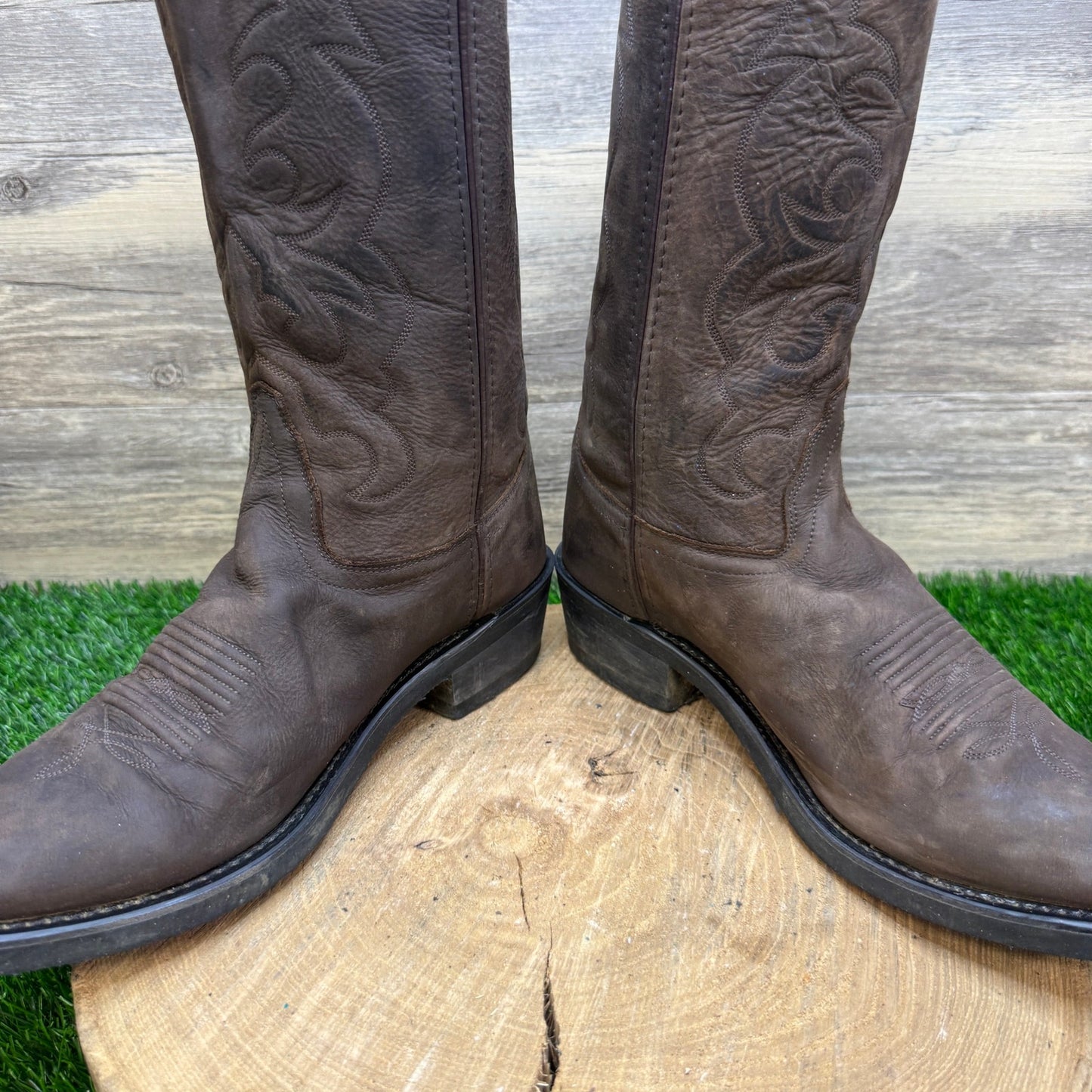 Old West Men - Size 9D - Brown Trucker Western Cowboy Boots Style TBM3051