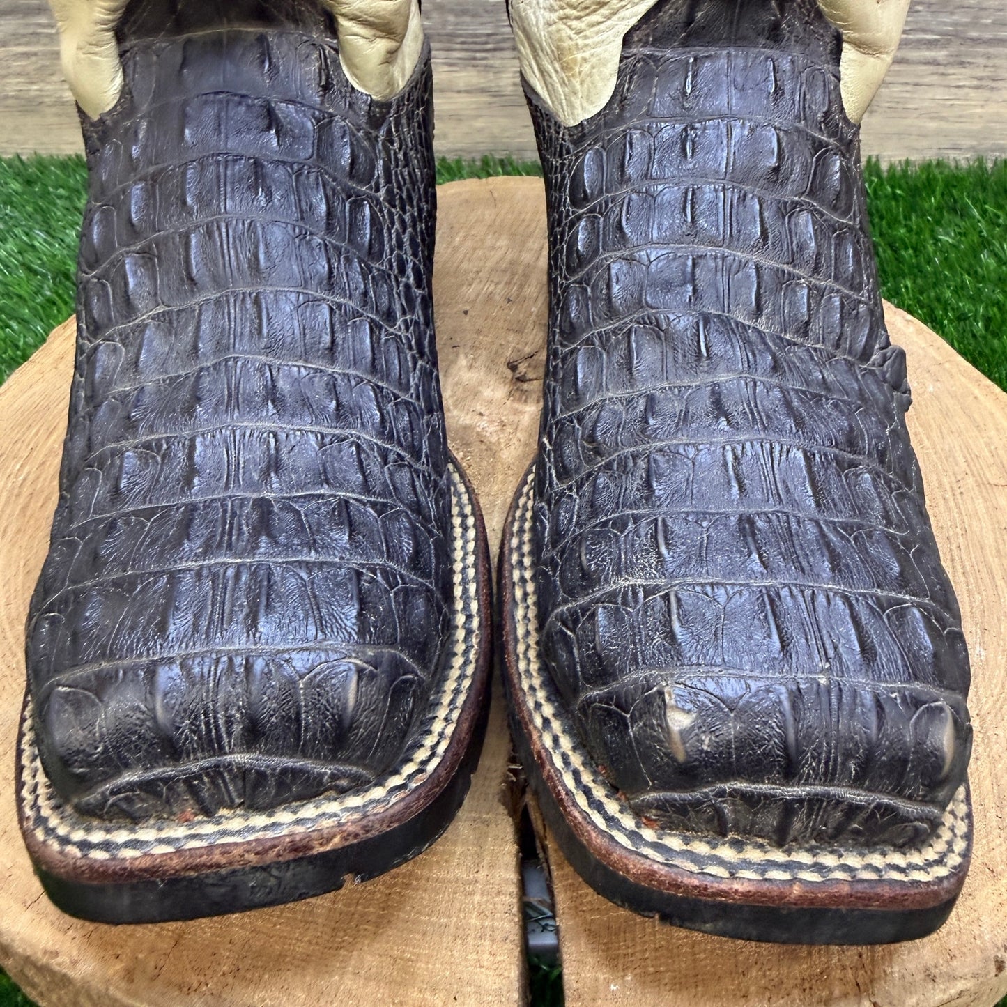 Double H Men - Size 8.5D - Black/Cream Caiman Steel Toe Work Boots DH5230