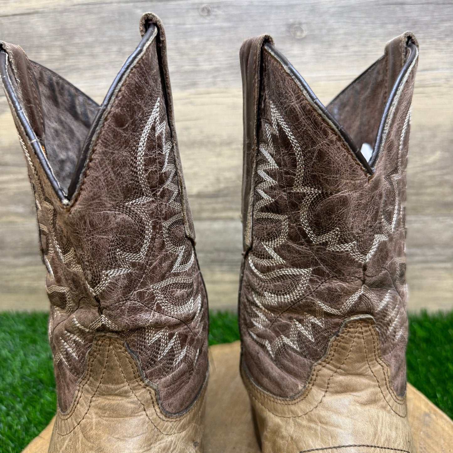 Texas Legacy Youth - Size 7 - Two Tone Brown Square Toe Cowboy Boots