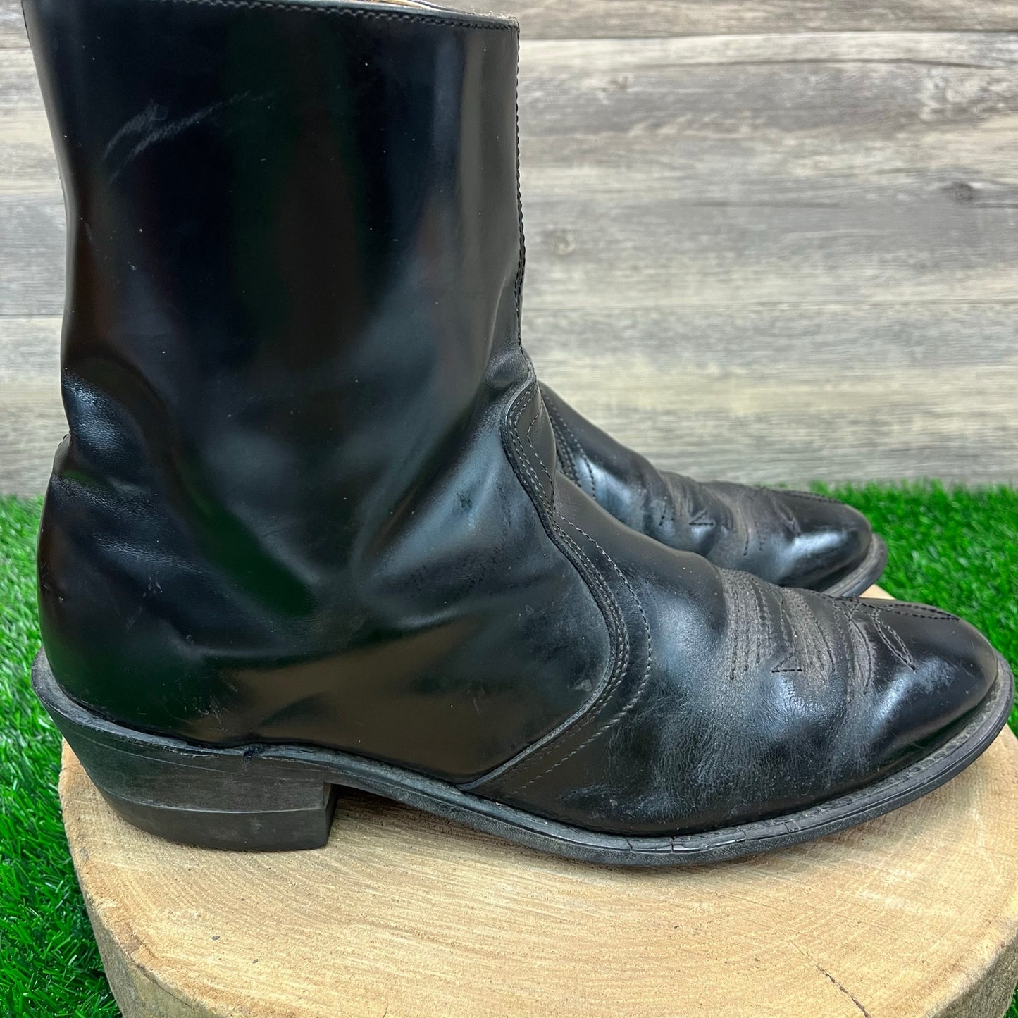 Unknown Men - Size 10D - Vintage Black Ankle Zipper Cowboy Boots Style 1199